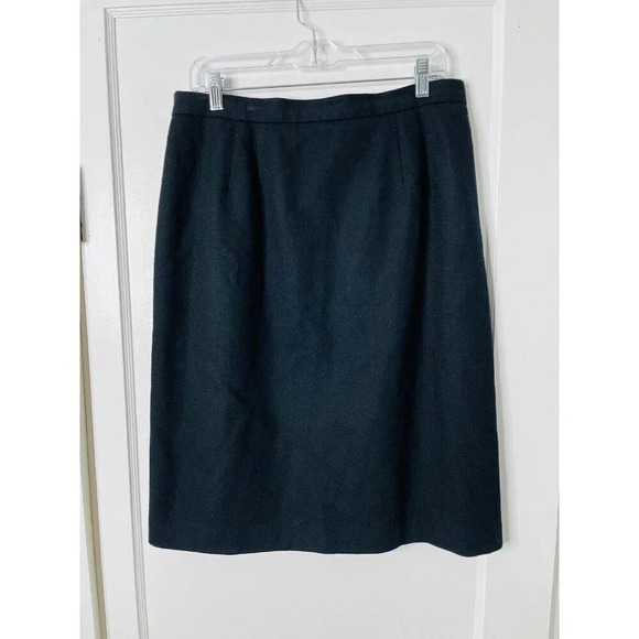 Vtg Worthington Wool Midi Skirt Sz 18 Black Classic Business Casual Slit Capsule - Picture 1 of 13